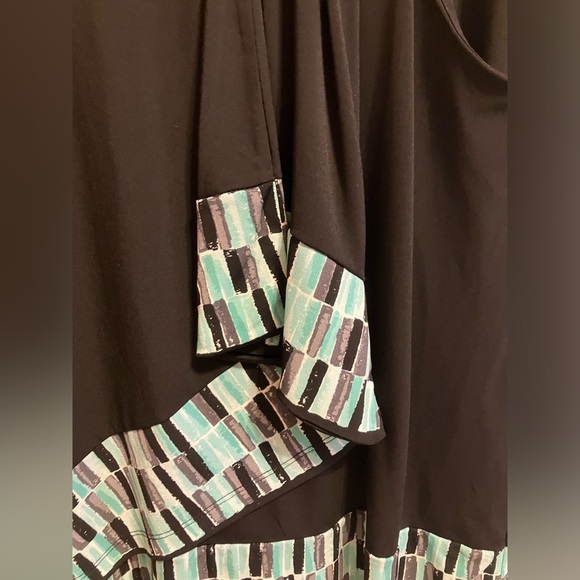 Apt 9 Faux-Wrap Sleeveless Black and green Dress Womens size Petit XL - Picture 7 of 14